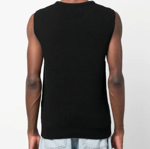 MARTINE ROSE Crew Neck Knitted Vest with Signature Label - Picture 2 of 8
